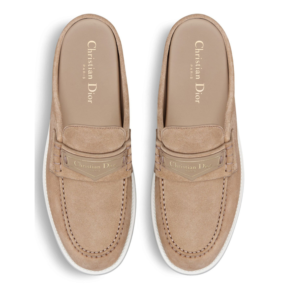 Dior Boy Mule Corde Beige Suede Leather Backless Slip On Logo Loafer Flat 42 - Picture 10 of 16